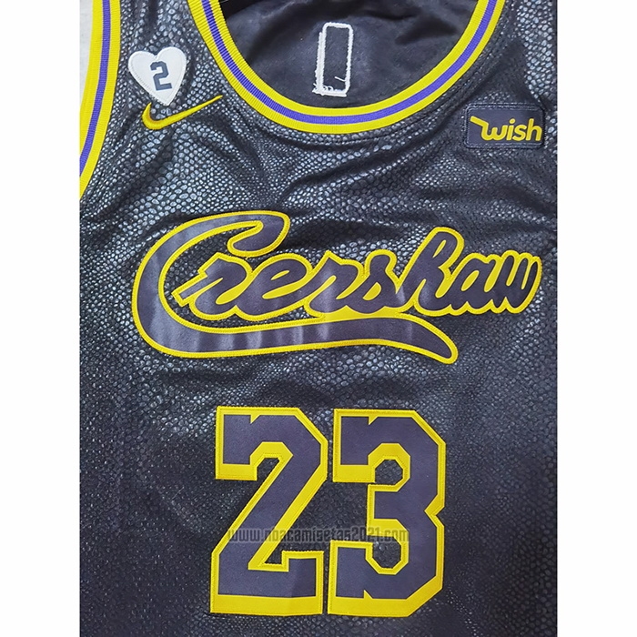 Camiseta Los Angeles Lakers LeBron James #23 Crenshaw Black Mamba Negro